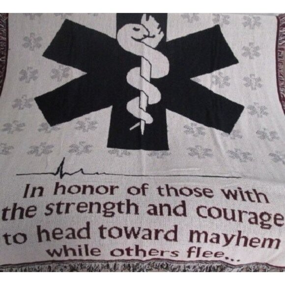 New EMT EMS Snake Afghan Tapestry Gift Throw Blanket Fire 911 Rescue First Aid - Picture 2 of 4